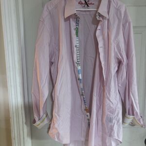 Robert Graham Shirt Men Sz 3XL Pink Flip Cuff Long Sleeve Button Up X Collection